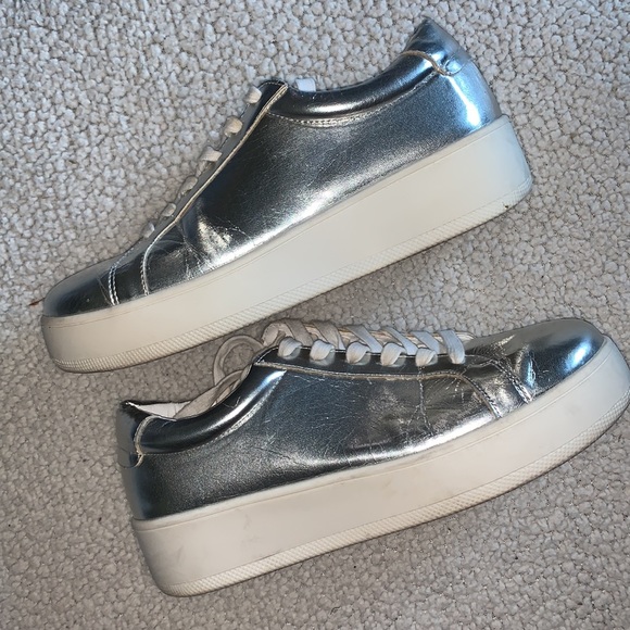 Steven By Steve Madden Shoes - STEVEN by Steve Madden Haris Silver Platform Sneakers — 9 (fits like an 8/8.5)